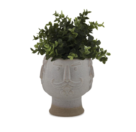 Maceta de cerámica de rostro masculino