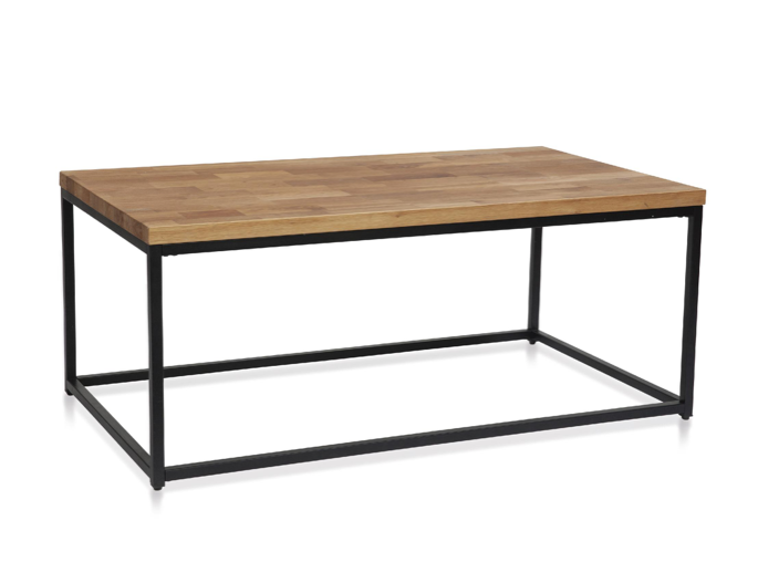 Mesa de roble con estructura metálica