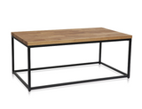 Mesa de roble con estructura metálica
