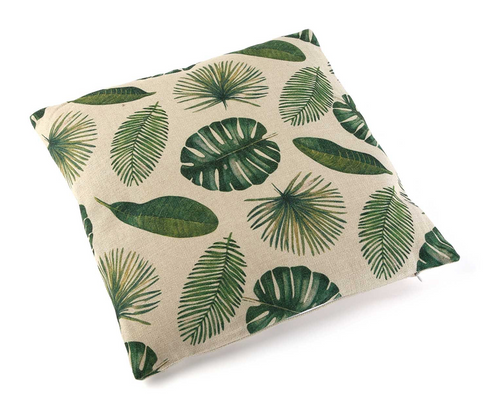Cojín hojas verdes tropicales