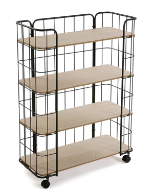 Estanteria metal y madera con ruedas