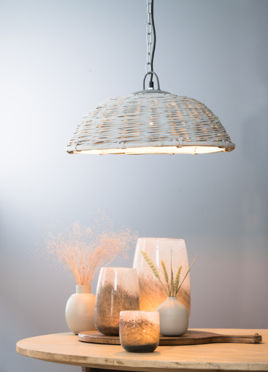 Lampara rattan gris