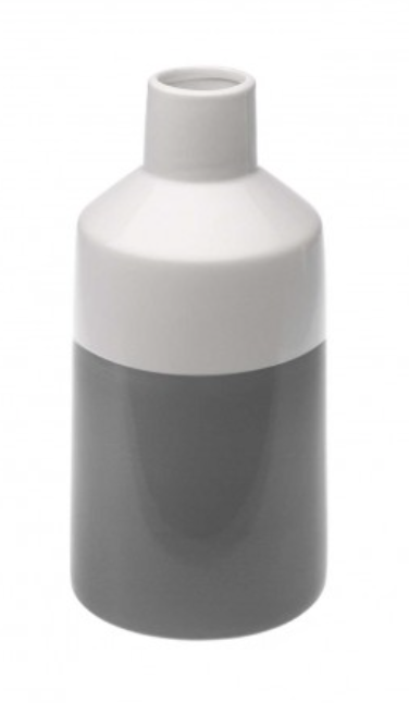 Jarron ceramica bicolor gris/blanco