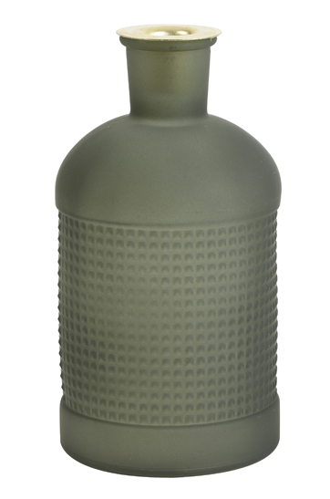 Botella verde porta velas