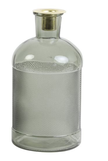 Botella verde porta velas