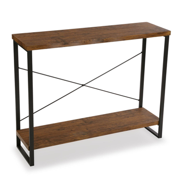Consola metal y madera oscura