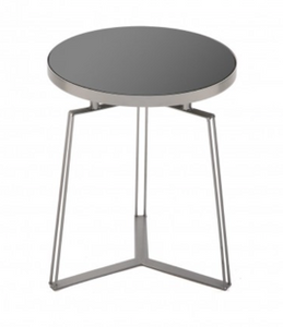 Mesa auxiliar cristal negro redonda