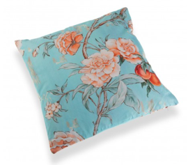 Cojin flores azul y rosa