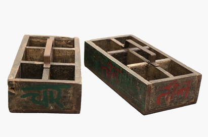 Caja de madera con 6 compartimentos