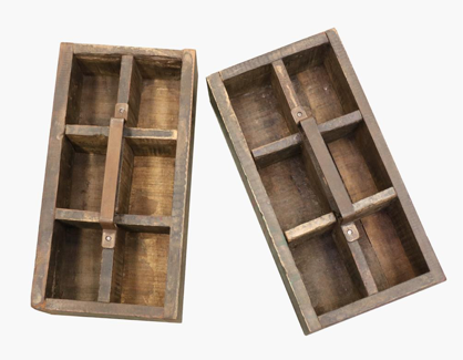 Caja de madera con 6 compartimentos