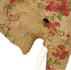 Cabeza elefante tela saco floreada