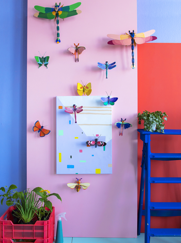Figura Mariposa Naranja y Azul Carton Puzle