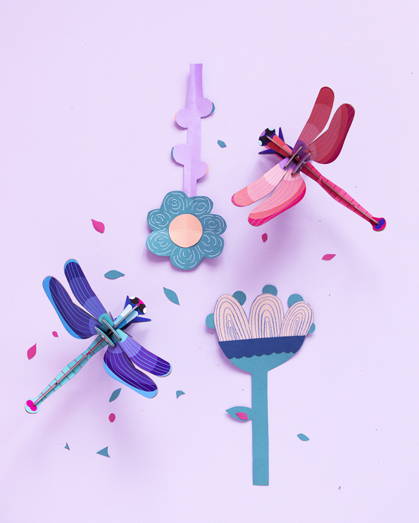 Figura Libélula Rosa Carton Puzle