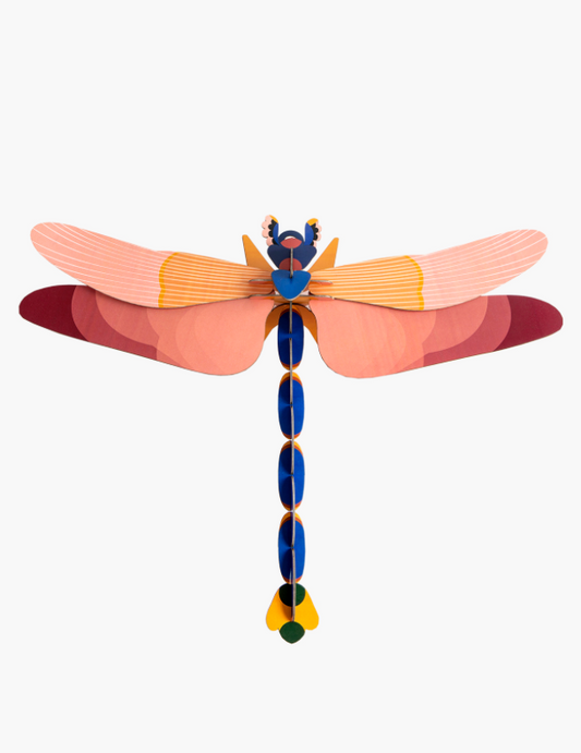 Figura Libélula Rosa y Azul Carton Puzle