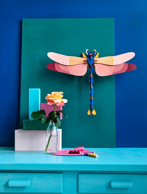 Figura Libélula Rosa y Azul Carton Puzle