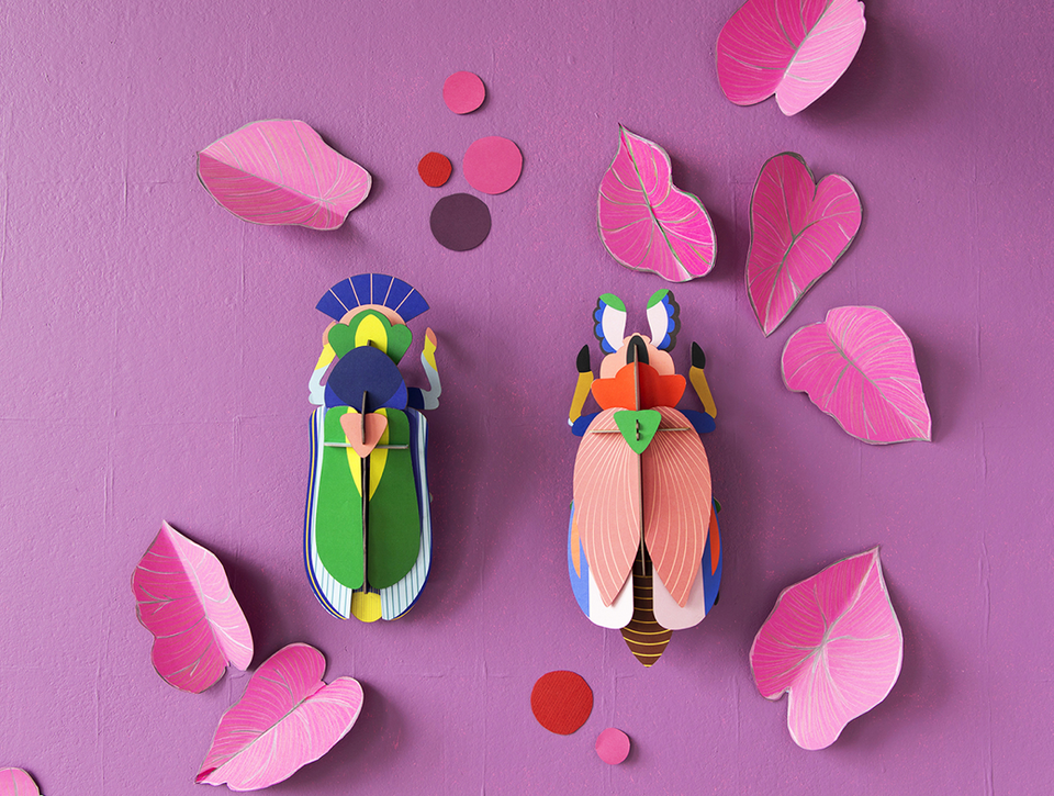Figura Escarabajo Rosa Carton Puzle