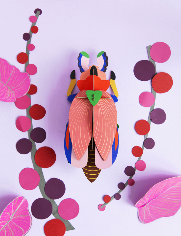 Figura Escarabajo Rosa Carton Puzle