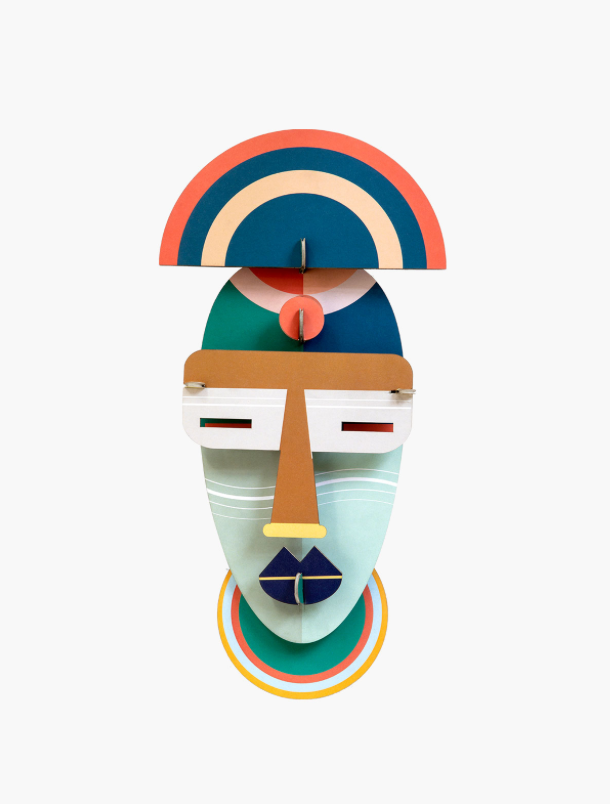 Figura Mascara africana con gorro Carton Puzle