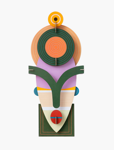 Figura Mascara africana con gorro circular Carton Puzle