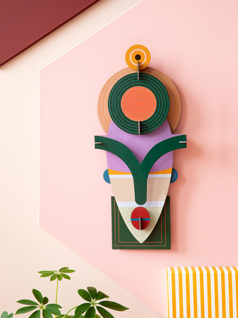 Figura Mascara africana con gorro circular Carton Puzle