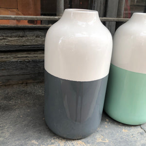 Jarron ceramica bicolor gris/blanco