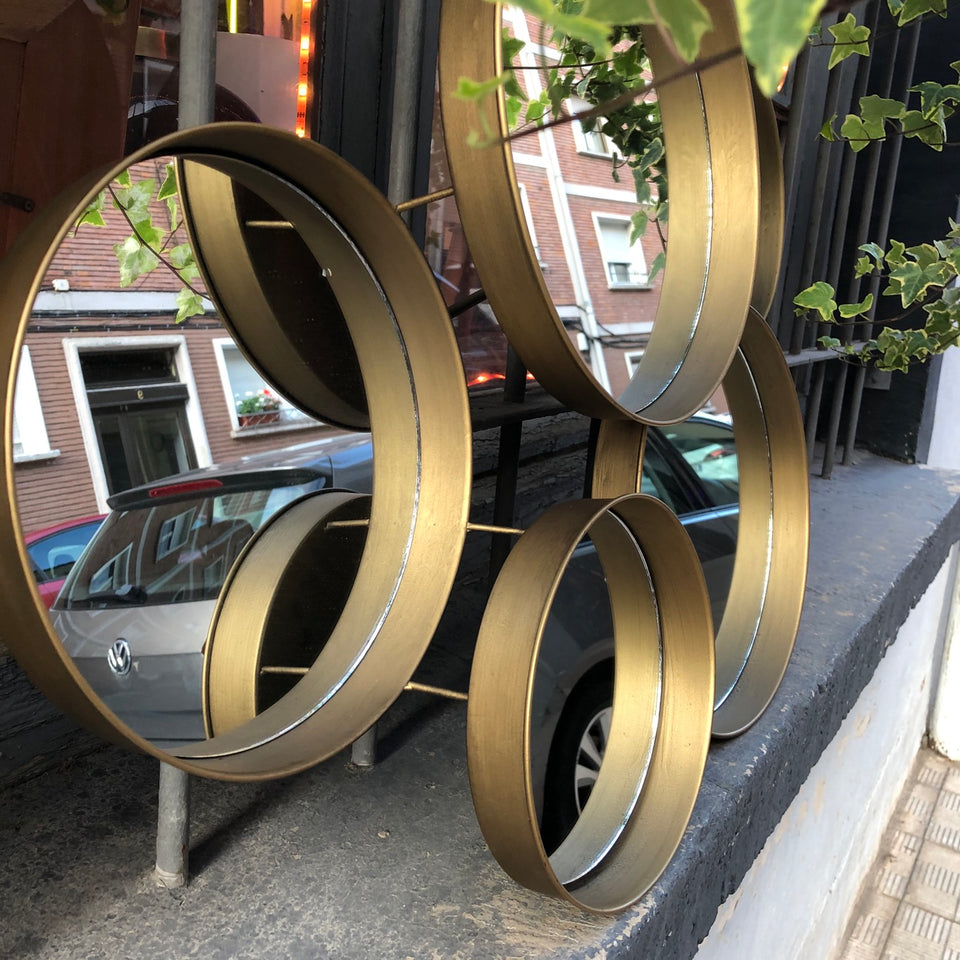 Espejo círculos oro viejo