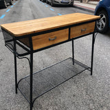 Consola natural madera y metal 2 cajones