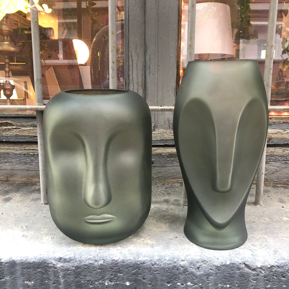 Jarron verde mate face mediano