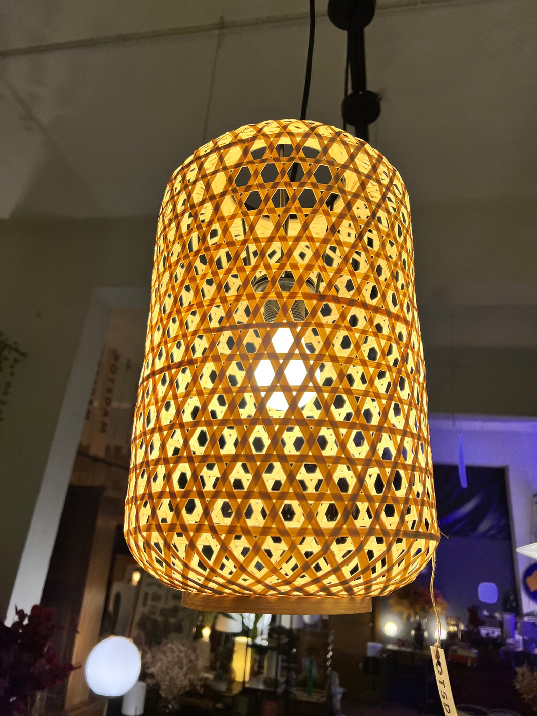Lampara Techo Bambu natural trenzado