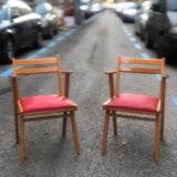 Silla madera asiento rojo