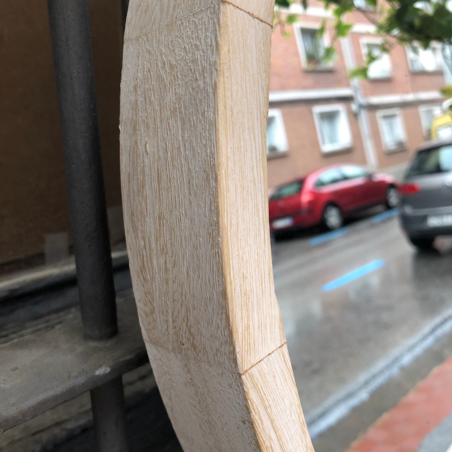 Espejo redondo madera blanqueada