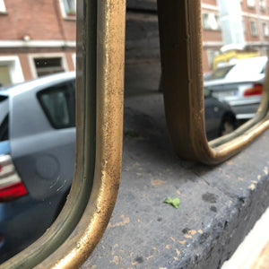 Espejo Oval metálico oro viejo