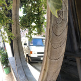 Espejo redondo madera blanca pequeño
