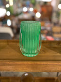 Jarron/Porta velas estriado verde