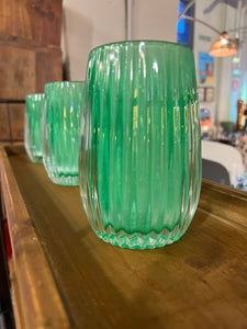 Jarron/Porta velas estriado verde