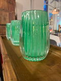 Jarron/Porta velas estriado verde