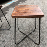 Taburete madera patas forja