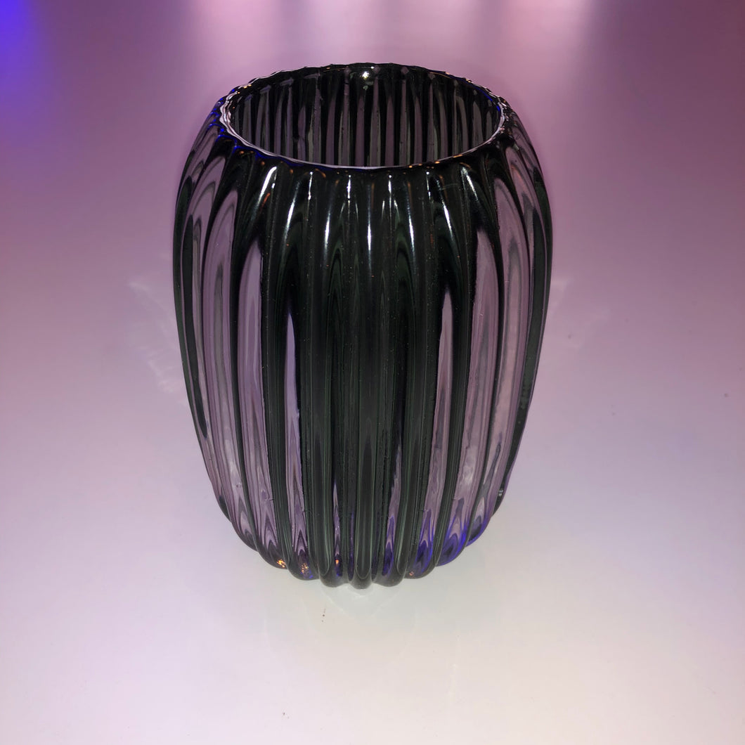 Porta velas/jarron cristal rayado