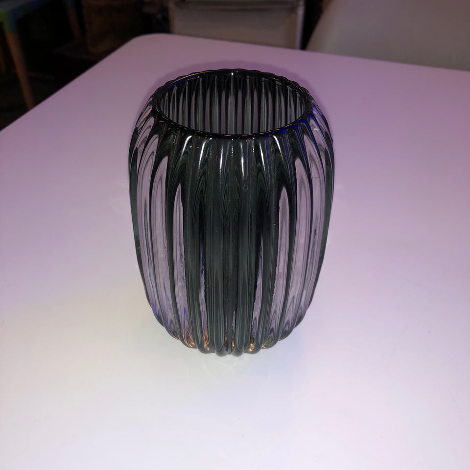 Porta velas/jarron cristal rayado