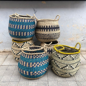 Cesta fibra natural Azul