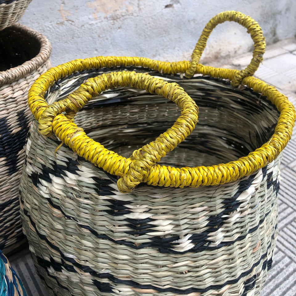 Cesta fibra natural amarilla