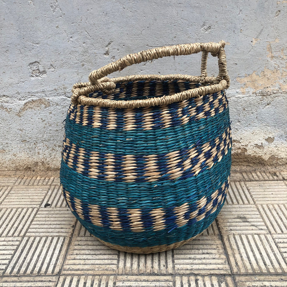 Cesta fibra natural Azul