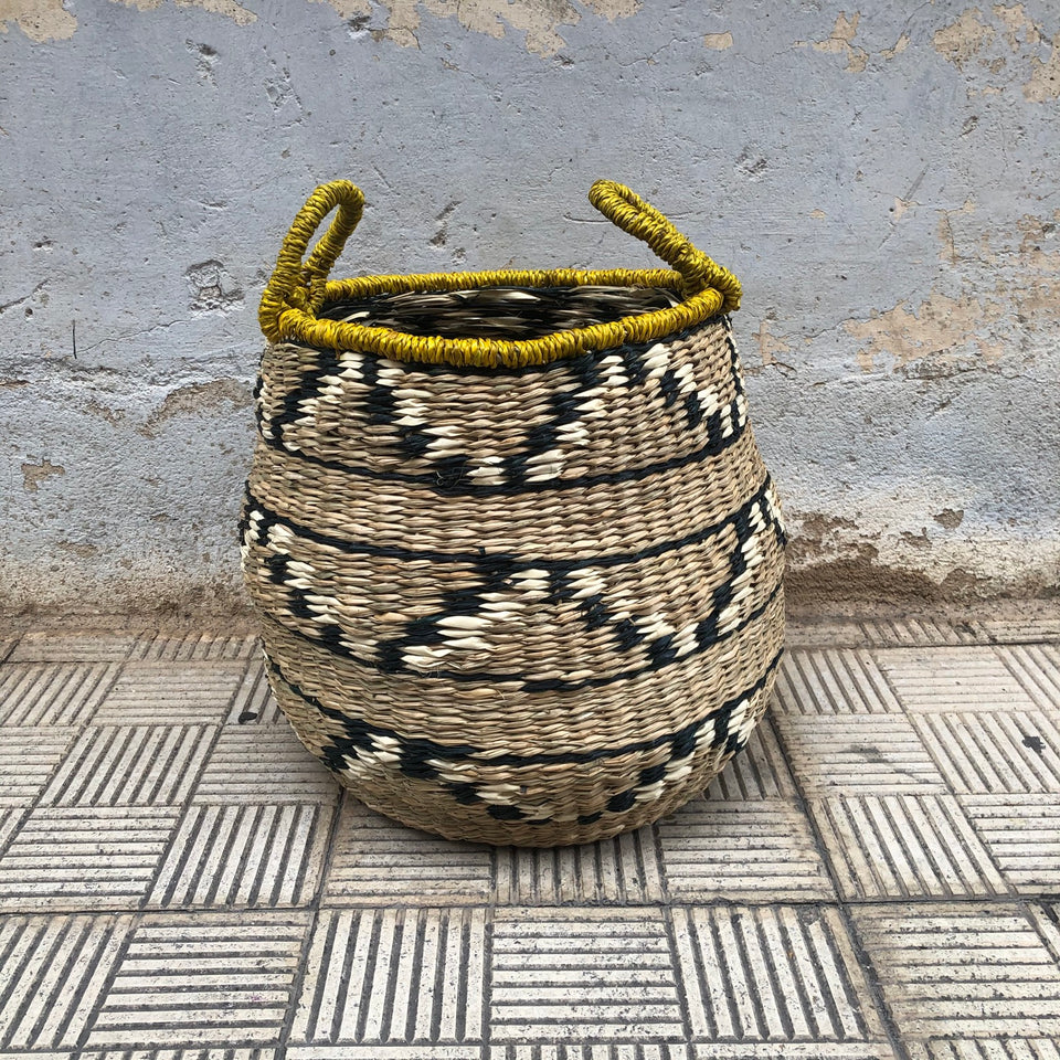 Cesta fibra natural amarilla